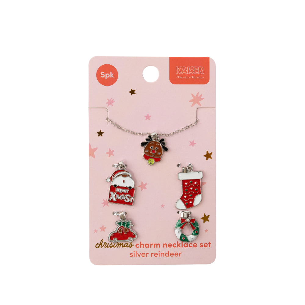 Kids 5pk Charm Necklace Set - SILVER REINDEER